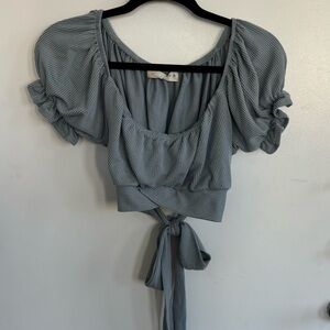 Ocean Drive Gray Striped Blouse